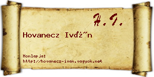 Hovanecz Iván névjegykártya